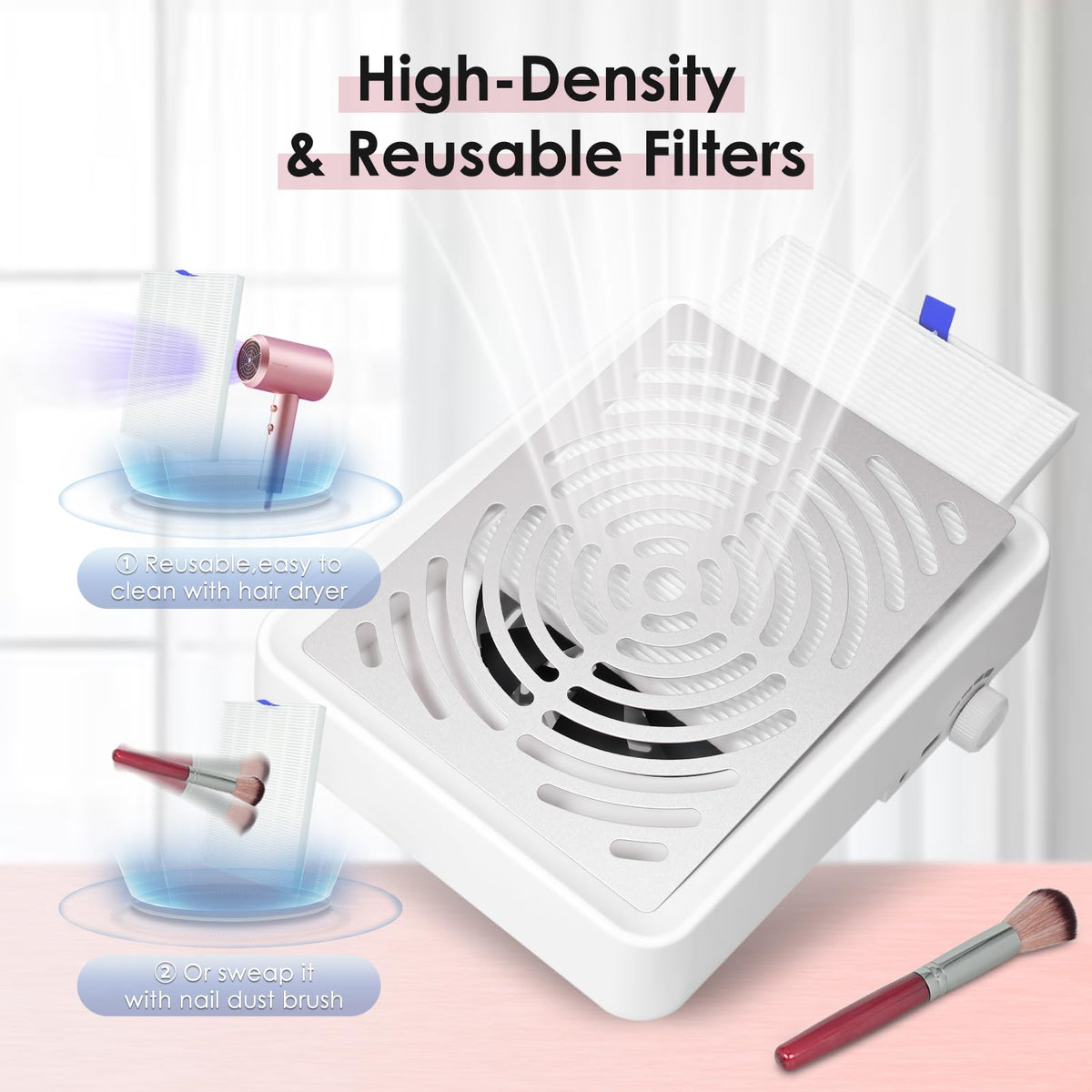 Rolokit in use at salon capturing filing dust and improving workspace cleanliness