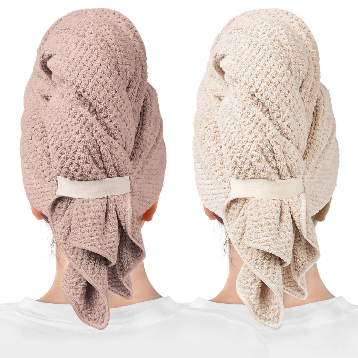ROLSHOL front view of two mauve and clay towels showing colors and packaging benefit convenience