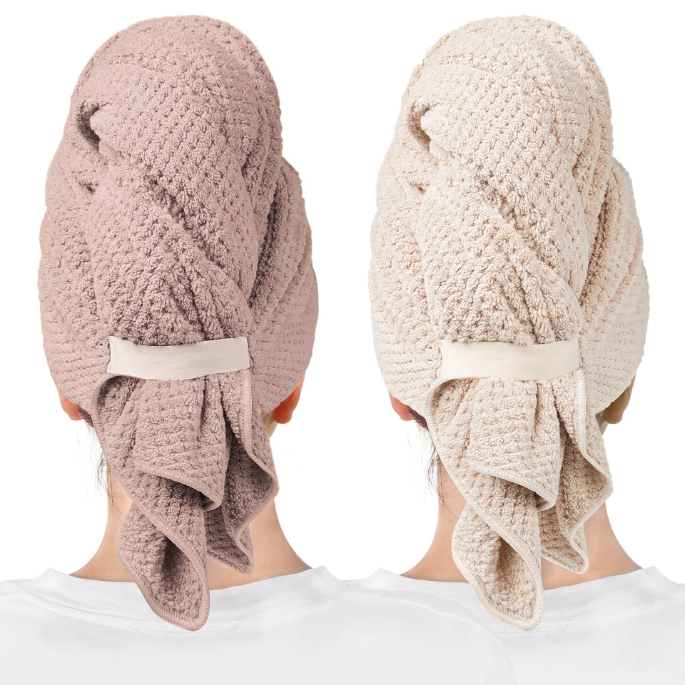 ROLSHOL front view of two mauve and clay towels showing colors and packaging benefit convenience