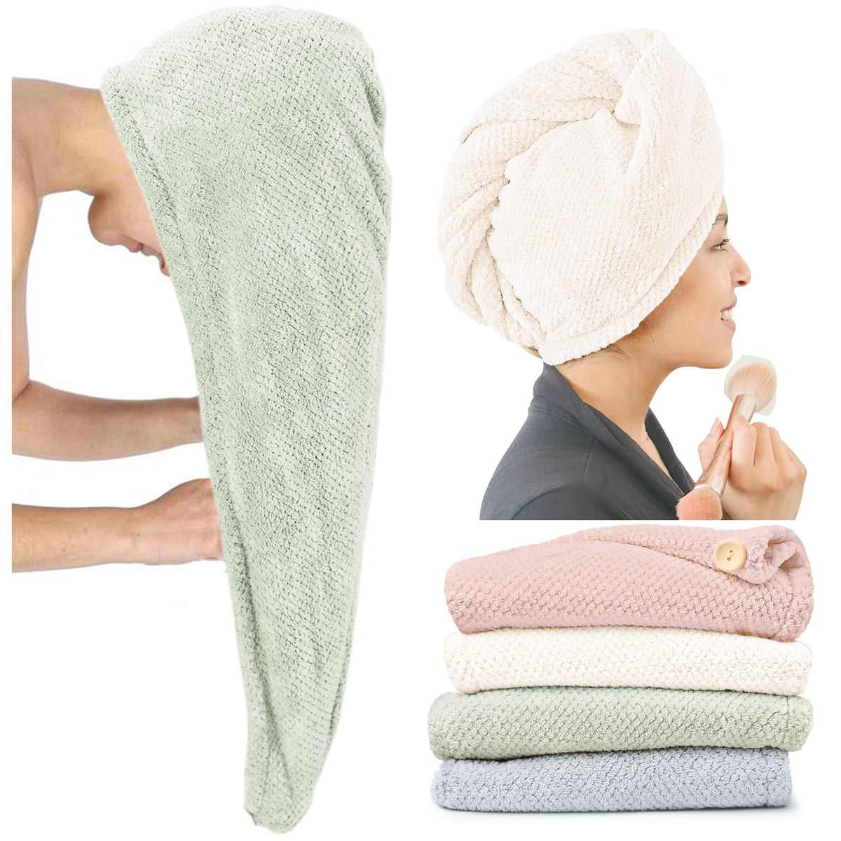 ROLSHOL front view of four-pack towels showing colors and packaging with convenience