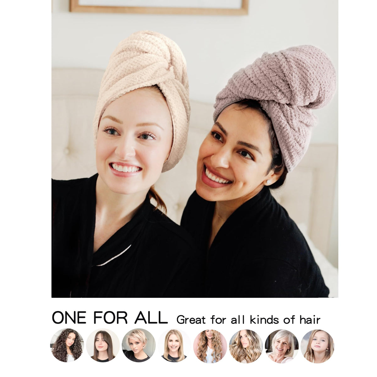 ROLSHOL towel beside a hand and comb to show large size and full coverage benefit