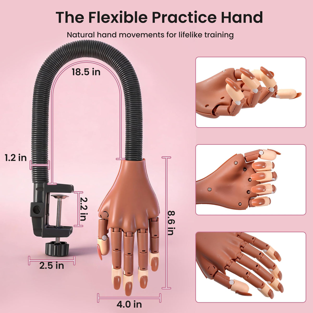 Rolybag hand clamped to a table showing stable salon-like positioning benefit