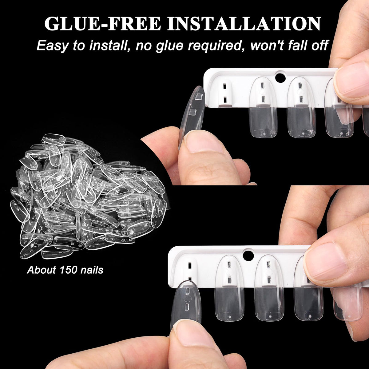 ROMALOVE close-up of clip mechanism highlighting secure, glue-free attachment