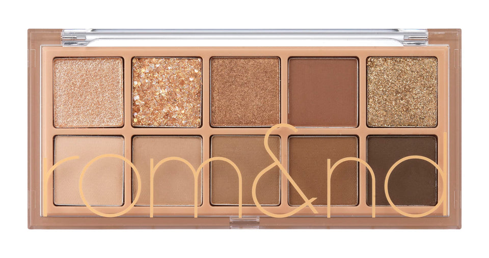 rom&nd front packaging showing palette layout and color range for versatile looks