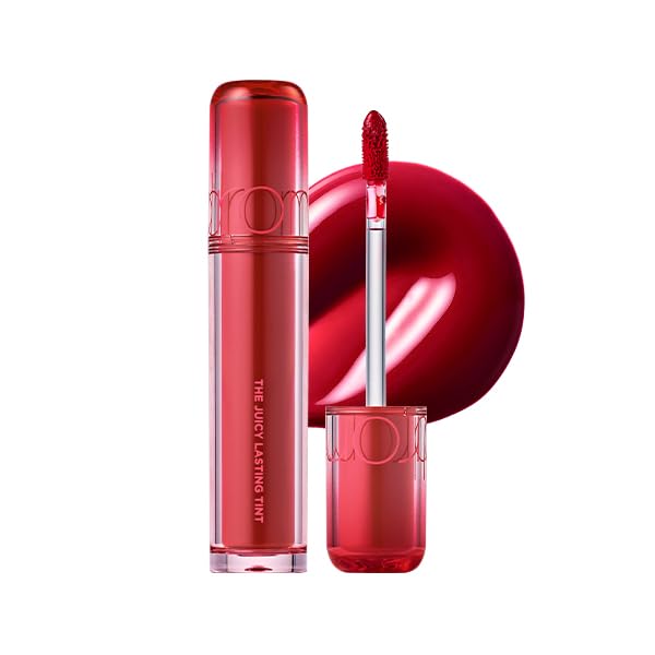 rom&nd front packaging showing cherry-red tint and glossy tube, attractive presentation