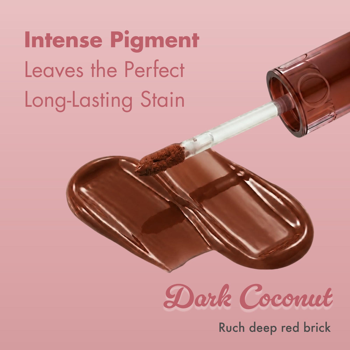 rom&nd full-coverage lips displaying glossy finish that visually plumps lips