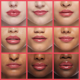 rom&nd full lip wearing 01 In Coral illustrating natural glossy color benefit