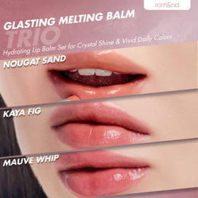 rom&nd nougat sand close-up of balm tip showing creamy non-sticky finish