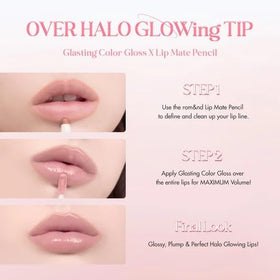 rom&nd layered over lipstick comparison demonstrating added shine and dimension benefit