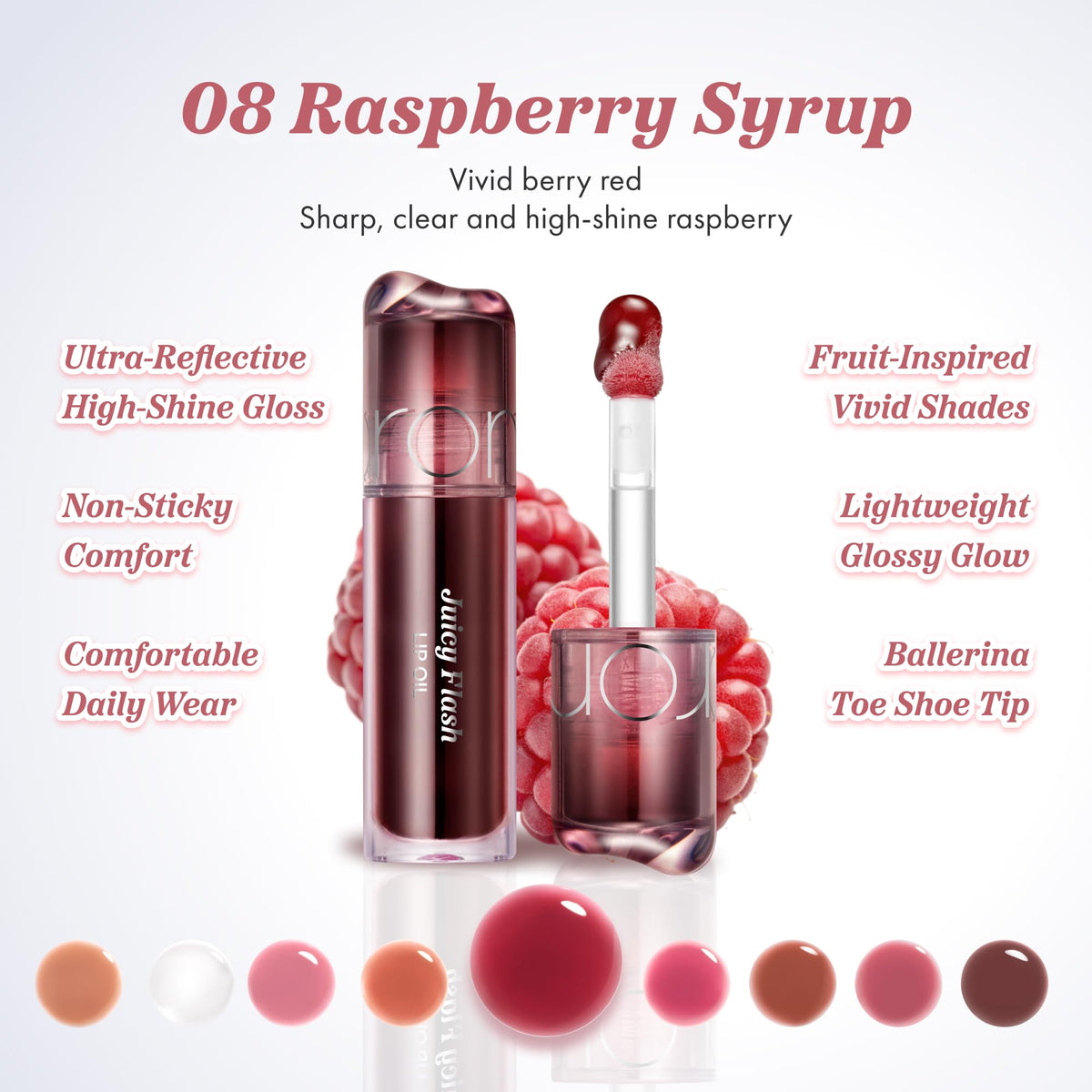 rom&nd texture drop illustrating syrupy oil and reflective high-shine benefit