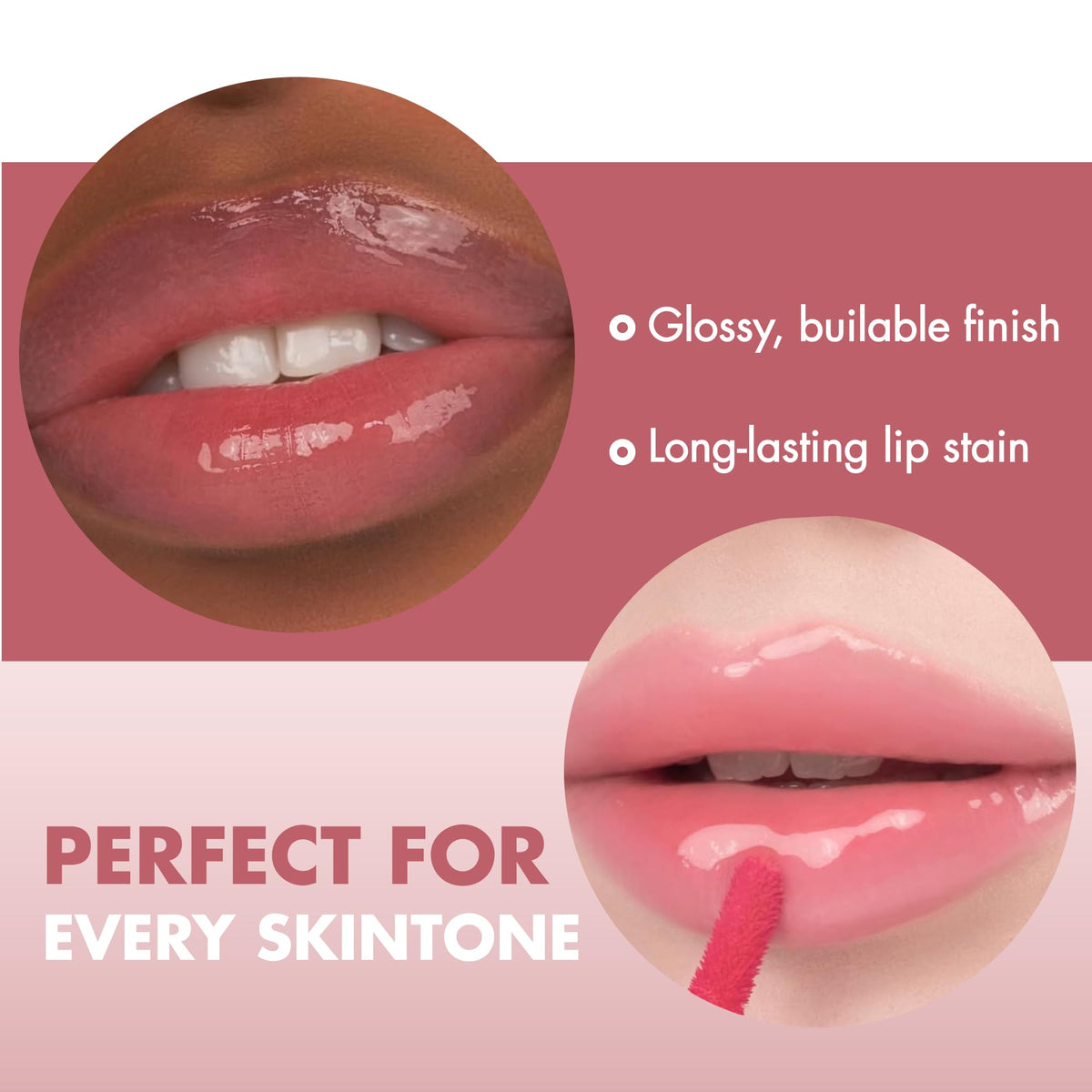 rom&nd on-model smiling to show natural, buildable peach tint benefit