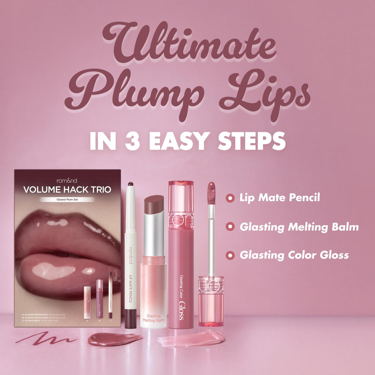 rom&nd Lip Mate Pencil tip close-up showing smooth texture for easy precise lining benefit: clean definition