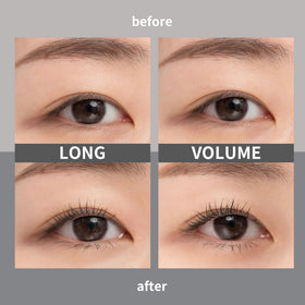 rom&nd mascara applied on lashes showing defined curl and lightweight finish