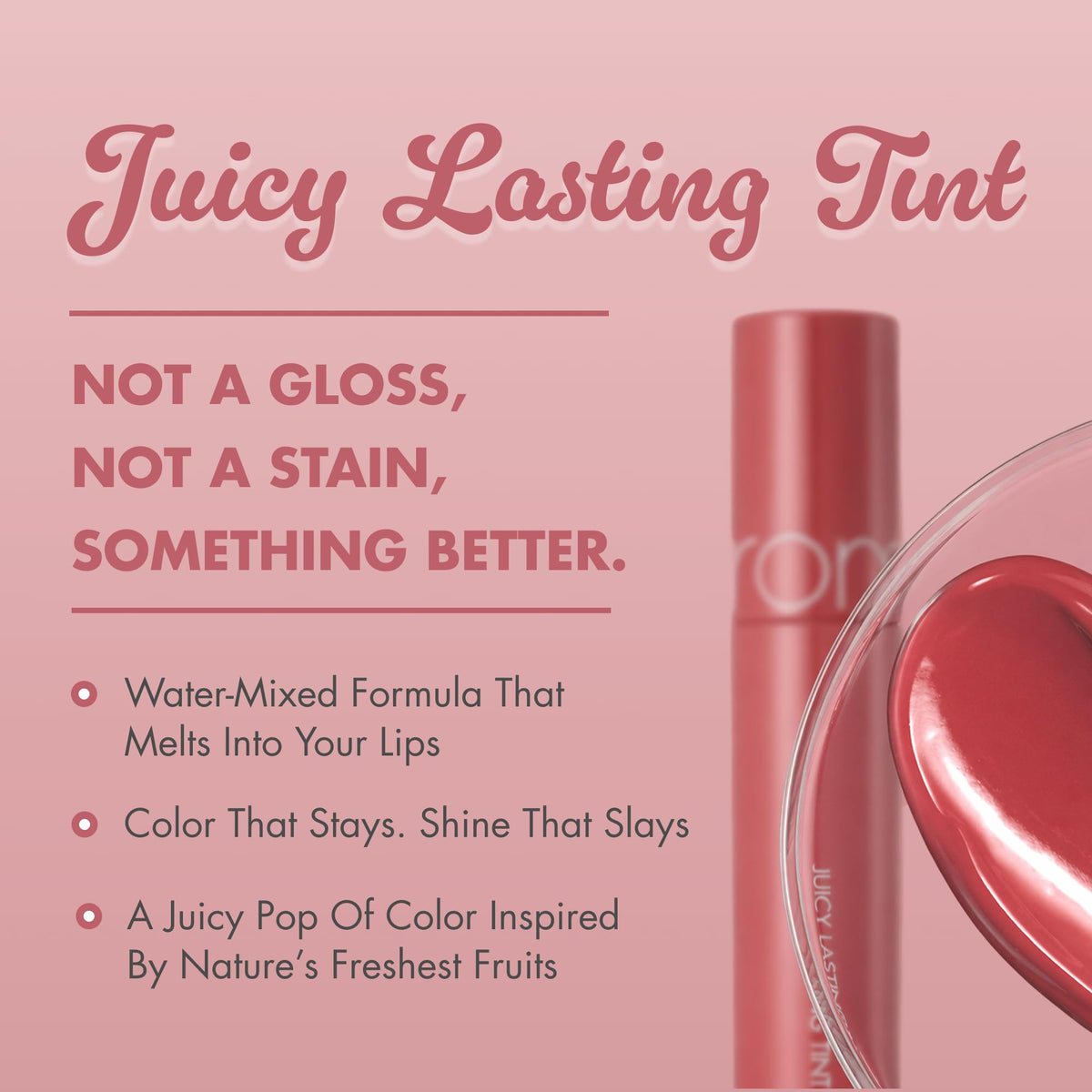 rom&nd applicator close-up showing plush wand and smooth tip benefit: precise application
