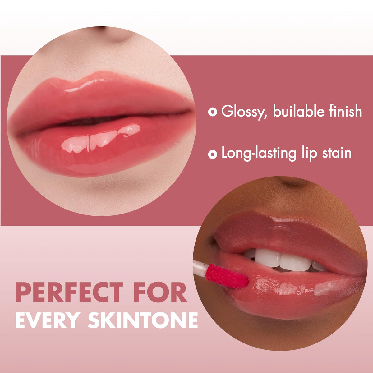 rom&nd gradient lip demo showing ombré application benefit: versatile styling options