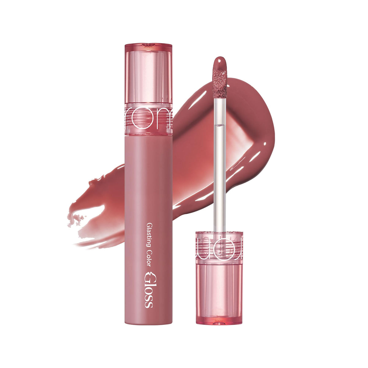 rom&nd front packaging showing Rose Finch gloss and benefits