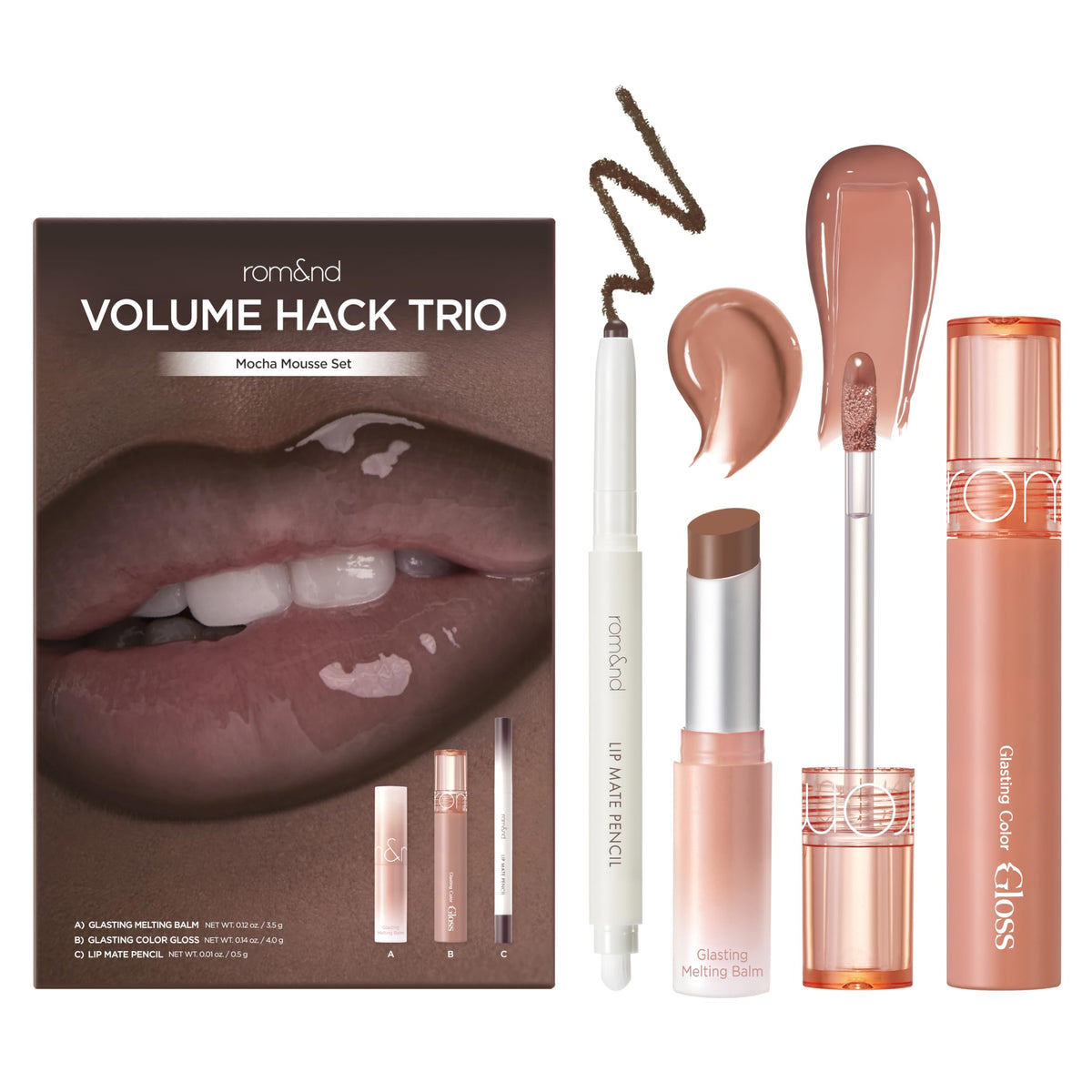 rom&nd Volume Hack Trio front packaging shows kit ready to gift and simplifies routine