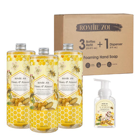 ROMIIE ZOI bathroom refill station with bottles and pump for shared household convenience