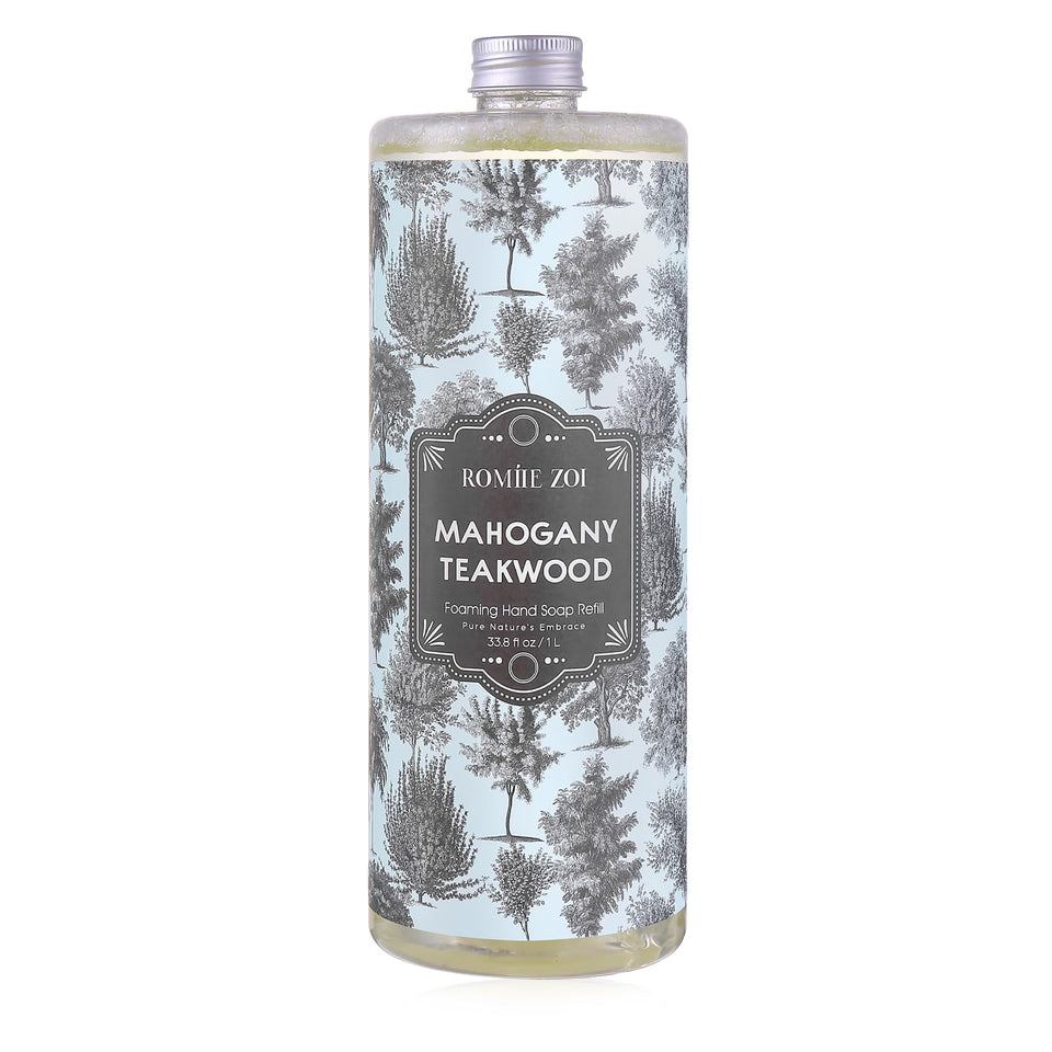ROMIIE ZOI front label of teakwood 1000ml showing brand and scent benefits