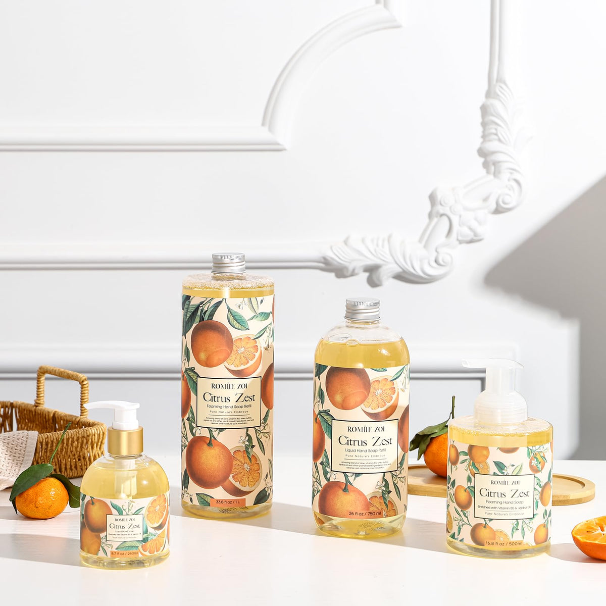 ROMIIE ZOI hand wash in kitchen demonstrating fresh citrus scent and clean hands
