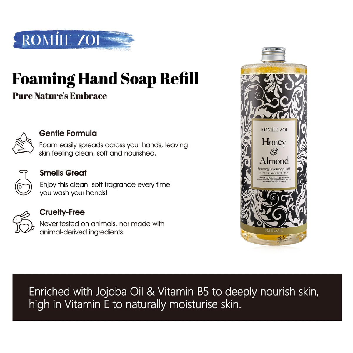 ROMIIE ZOI pouring refill action demonstrating easy transfer and convenience