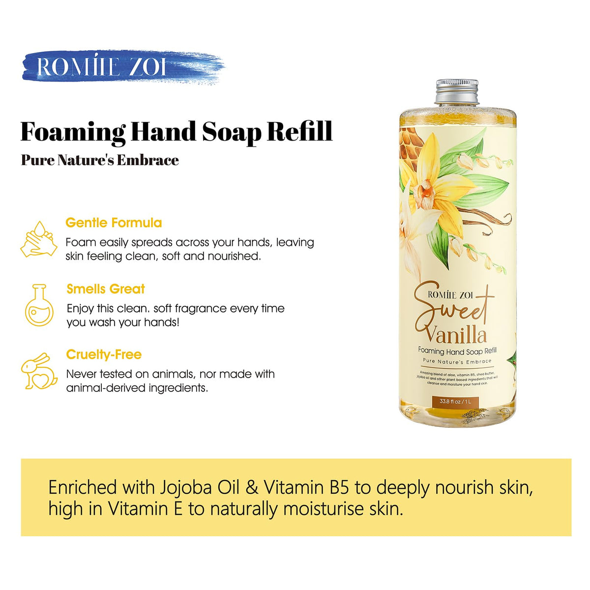 ROMIIE ZOI refill bottle size view illustrating 1L convenience