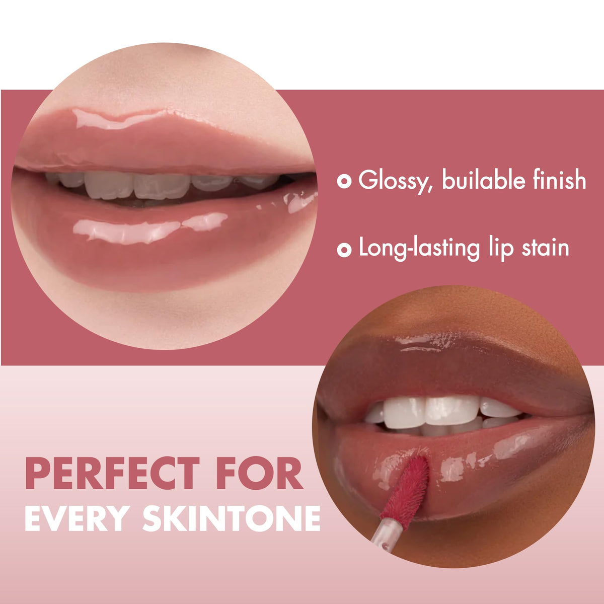 rom&nd before and after lips showing color transformation and glow