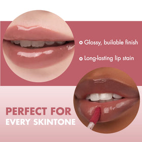 rom&nd before and after lips showing color transformation and glow