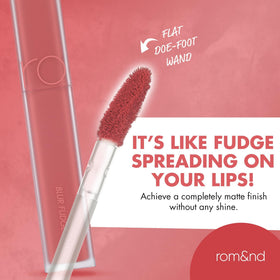 rom&nd texture close-up highlighting fudge formula and pore-blurring