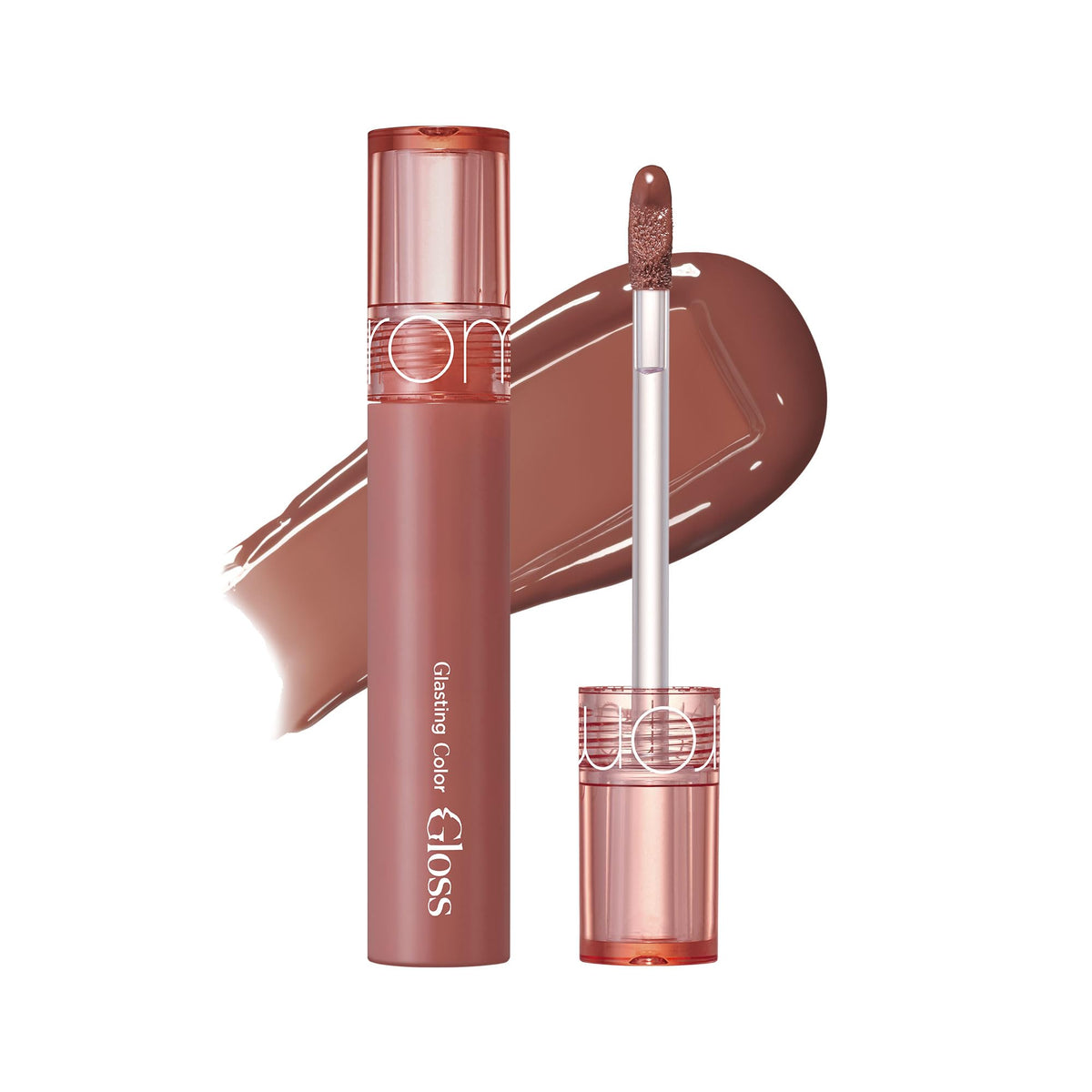 rom&nd front packaging of Glasting Color Gloss Deepen Moor showing shade