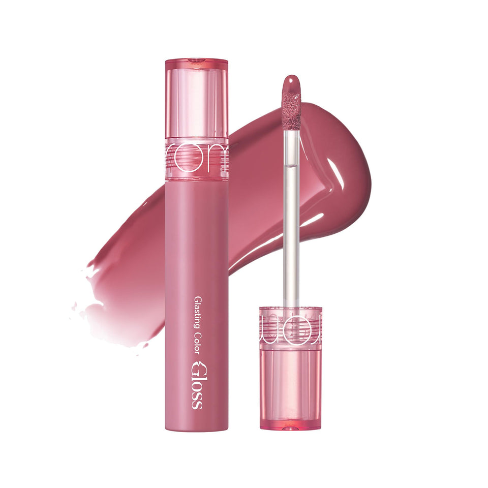 rom&nd gloss front packaging showing glossy tube and label, highlights modern design