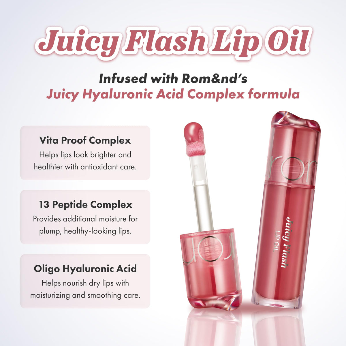 rom&nd applicator closeup demonstrating smooth wand and precise application benefit