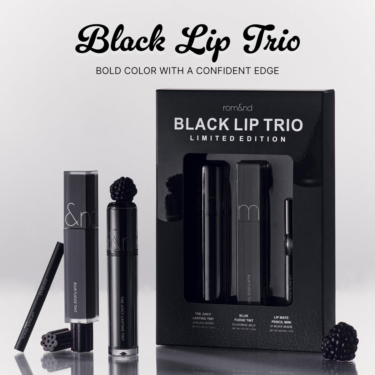 rom&nd Juicy Lasting Tint gloss tube close-up emphasizing glossy payoff