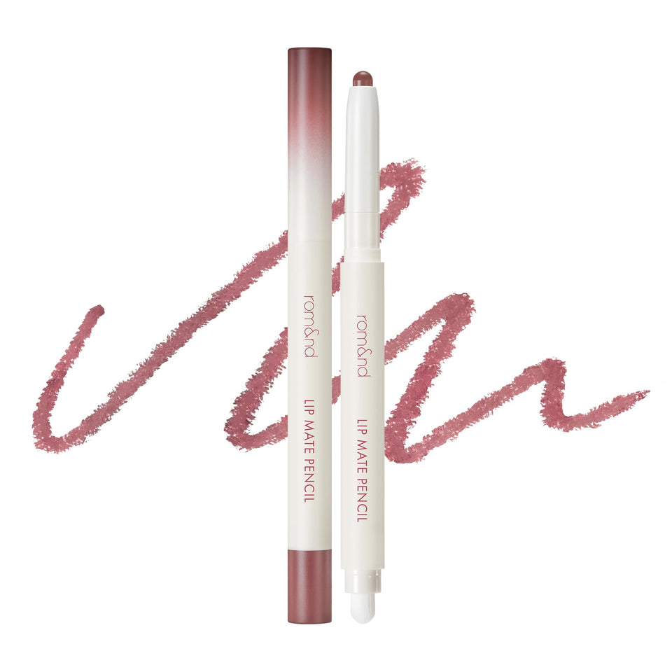 rom&nd lip mate pencil front packaging showing product branding and shade