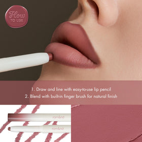 rom&nd lip mate pencil swatch on skin showing 07 Fig Spread natural pink