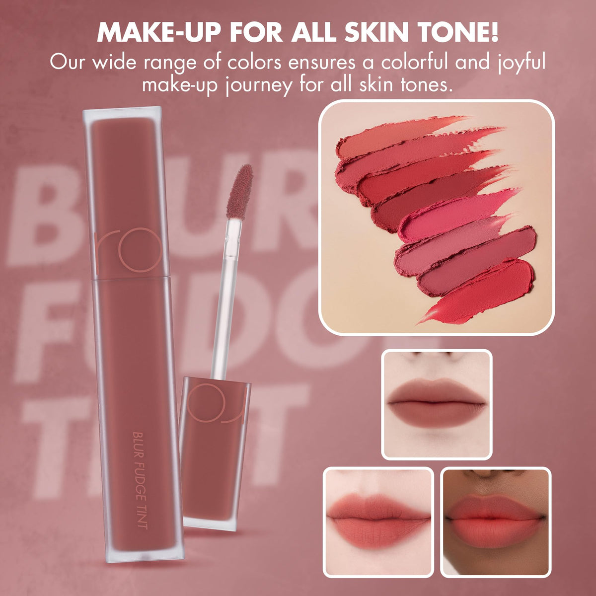 rom&nd lifestyle model wearing tint showing natural coral effect benefit