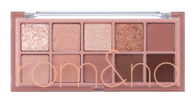 rom&nd front view of Rosebud Garden palette showing five coordinated rose shades and compact case for travel