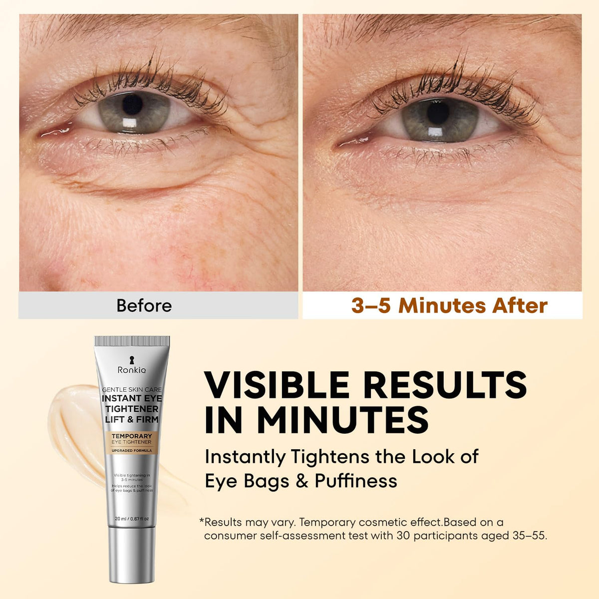 RONKIE cream texture close-up highlighting lightweight, fast-setting finish