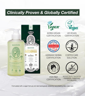 ROOTON botanical extracts near bottle, emphasizes plant-based nourishing formula