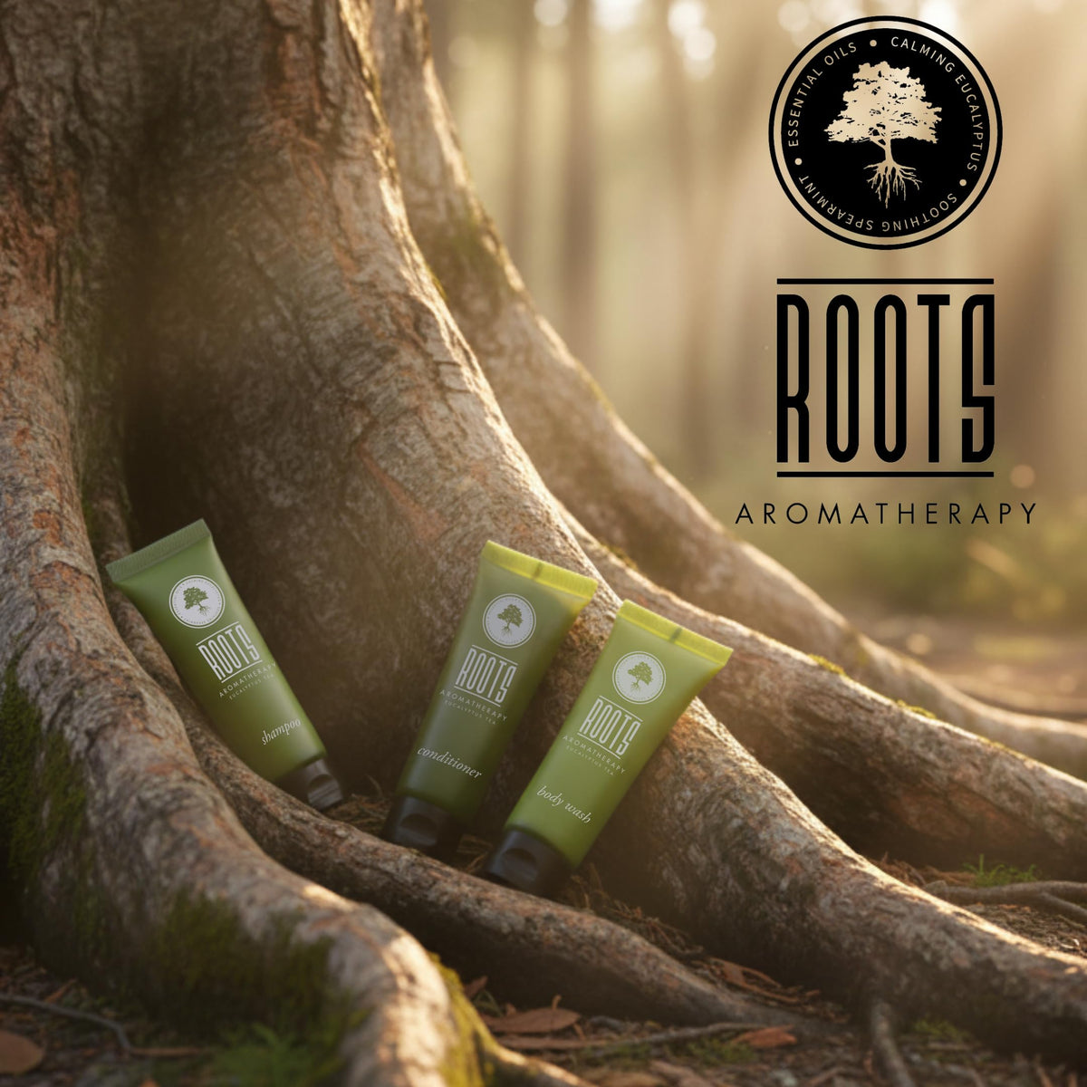 Roots Aromatherapy pleat-wrapped bar soap close-up hygienic sealed soap for guests