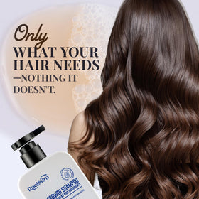 RootStim shampoo on bathroom shelf in use-ready styling scene