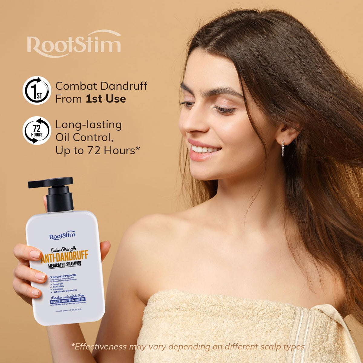 RootStim bottle texture close-up highlighting applicator and ease of use