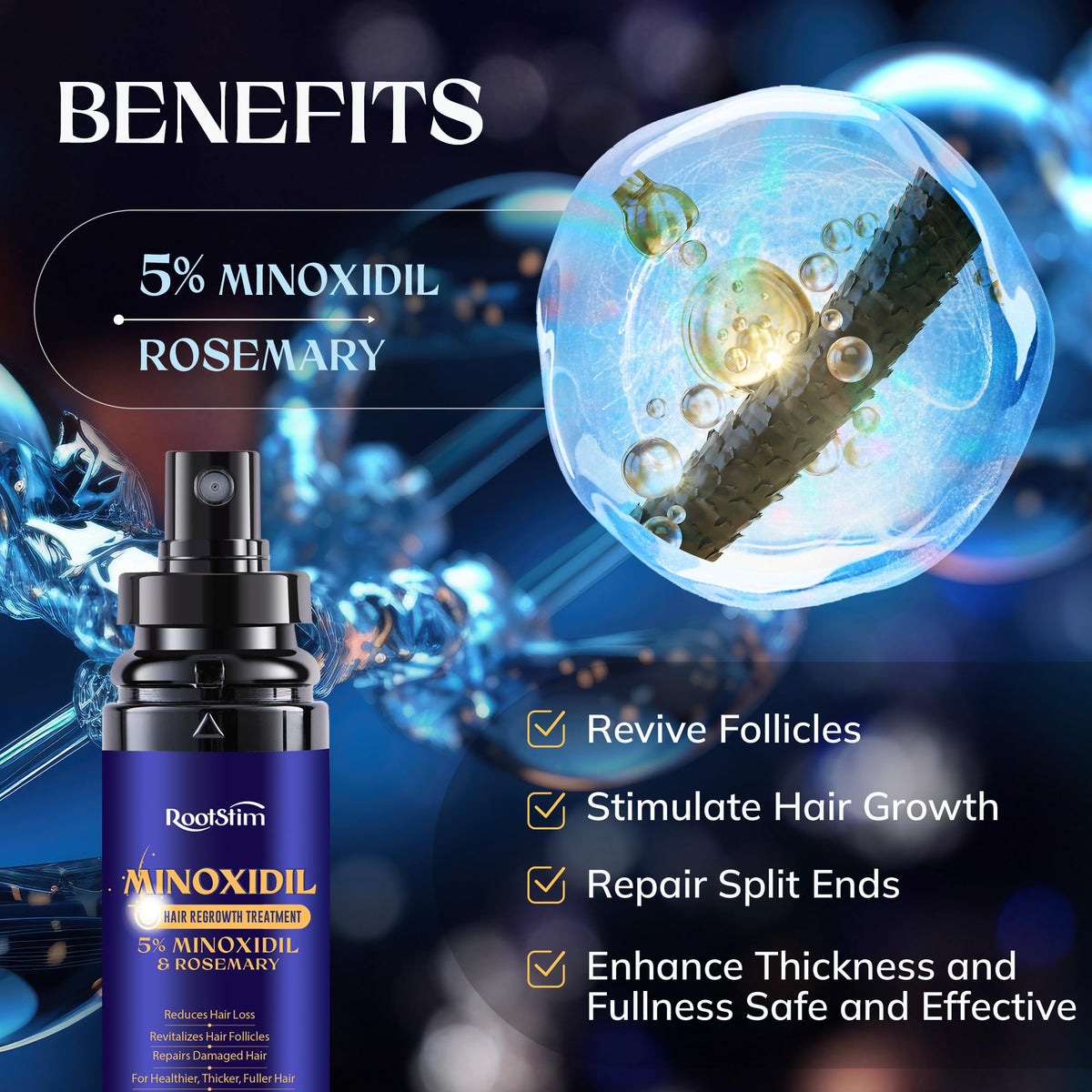 RootStim dropper applying serum to scalp for precise, targeted delivery