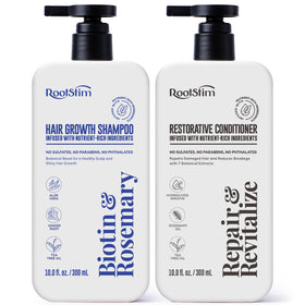 RootStim front packaging showing shampoo and conditioner set for thicker hair