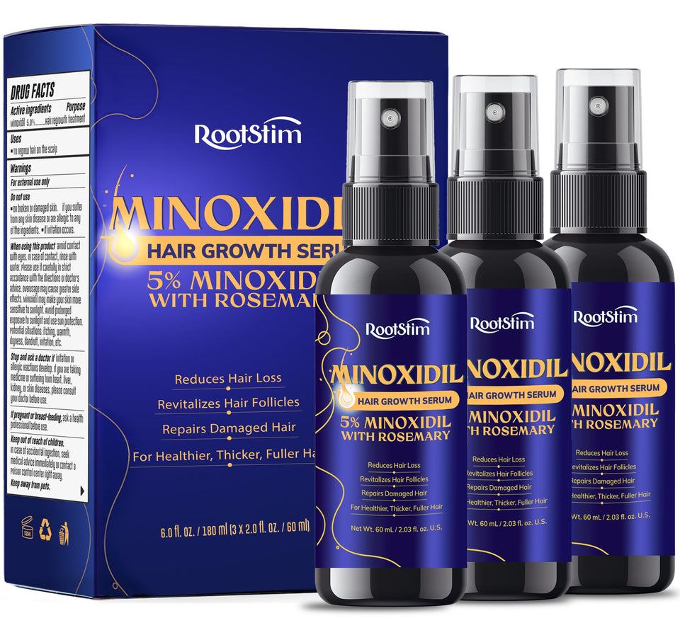 RootStim front packaging showing 3-pack for consistent regrowth routine