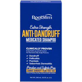 RootStim front packaging showing product and benefits for visible flake control