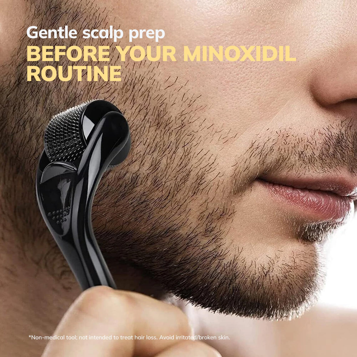 RootStim lifestyle bathroom set-up showing daily grooming routine
