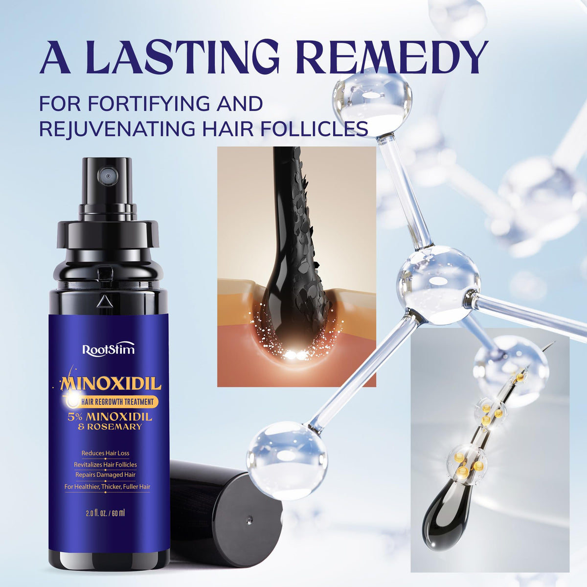 RootStim rosemary extract ingredient shot showing botanical conditioning support