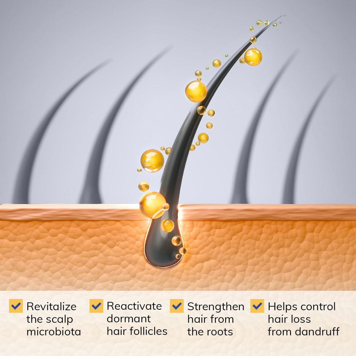 RootStim shampoo in shower showing how to apply for targeted scalp care
