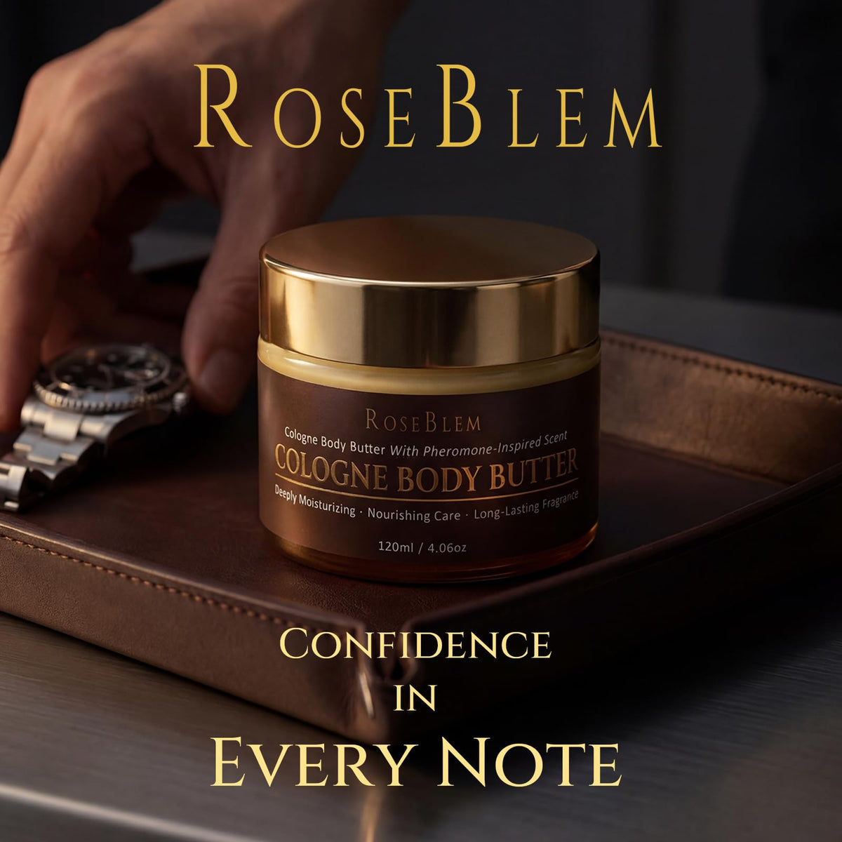 Roseblem being applied on forearm demonstrating quick absorption and non-greasy feel
